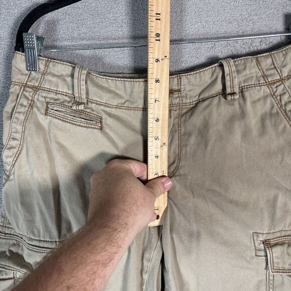 Polo Jeans Co Ralph Lauren Cargo Capris Women Size 32x21 Khaki Tie Ankle Utility - Picture 6 of 14